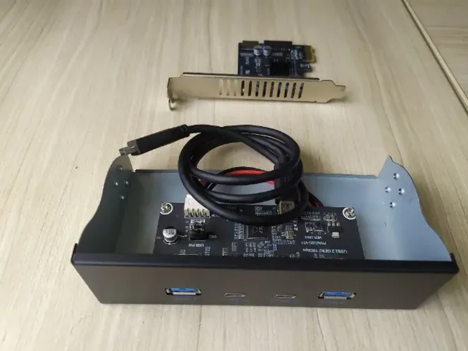 KIT Painel frontal para PC USB 3.1, Tipo C, 2 Portas, USB 3.2, Gen2, Adaptador Hub, 10Gbps