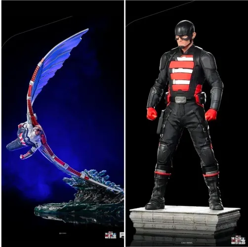 02 Estátuas: Captain America Sam Wilson Iron Studios + John Walker US Agente Iron Studios
