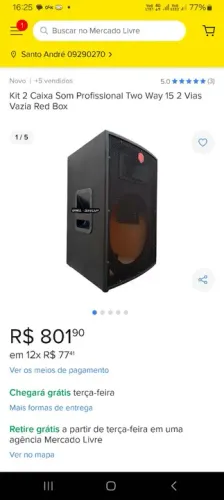 Kit 2 Caixa Som Profissional Two Way 15 2 Vias Vazia Red Box<br>
