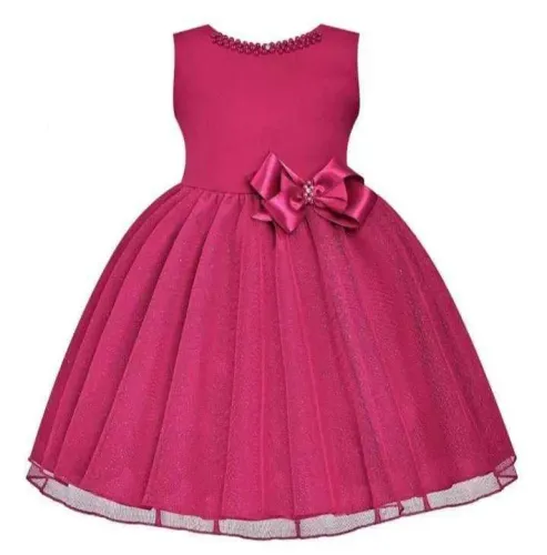 Vestido de Festa Infantil Rosa com Laço