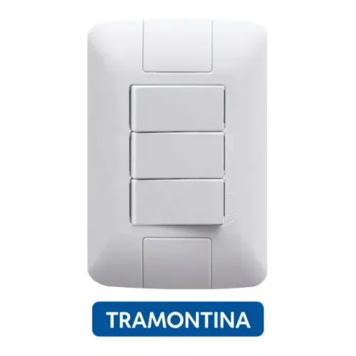 Conjunto Interruptor Simples Triplo Com Placa Tramontina Linha Aria Cor Branco