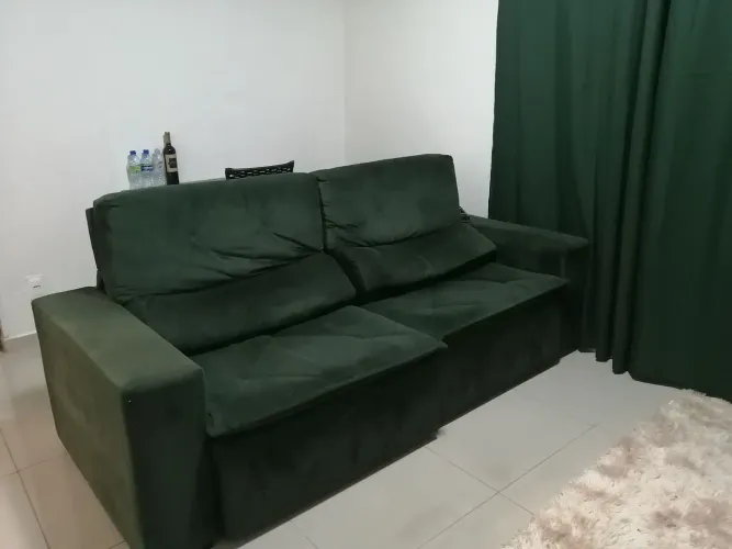 Sofá de sala retrátil Verde Escuro + mais cortina 