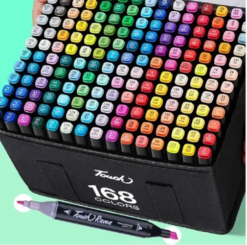 Kit Canetinhas 168 Cores Ponta Dupla