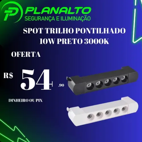 Spot trilho pontilhado 10w preto 300k
