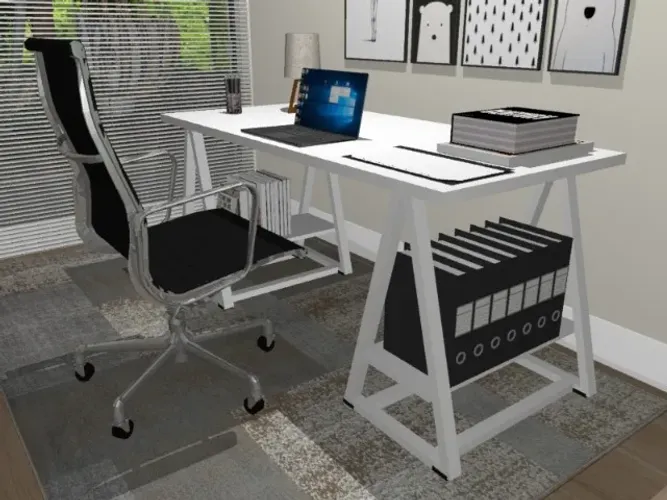 Mesa De Escritório Cavalete Delluxe. L140cm x P60cm x A74cm