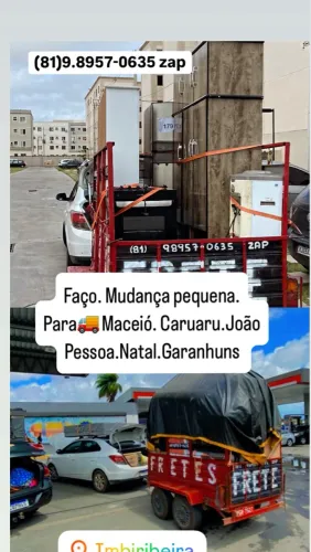 Frete E mudança pequena. SOU DE RECIFE MAIS realizo todo estado. Maceió. Caruaru