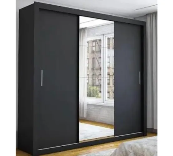 Guarda-Roupa Preto com Espelho