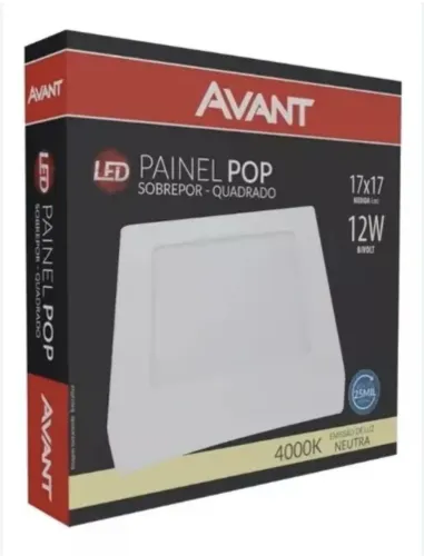 kit c. 3 Painel Plafon Led 12w Quadrado Sobrepor Avant 6500k 110v/220v kit com 3 unid