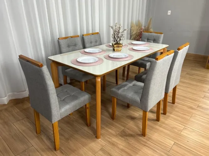 Mesa de Jantar Veneza 1.80×0.90 c/6 Cadeiras Londres- Produto Novo