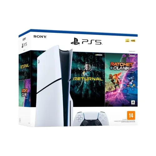 PlayStation 5 slim (PS5) com Jogos Returnal e Ratchet & Clank