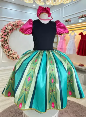 Vestido Fantasia Infantil Princesas Frozen Elsa Anna Festas 2 a 3 anos