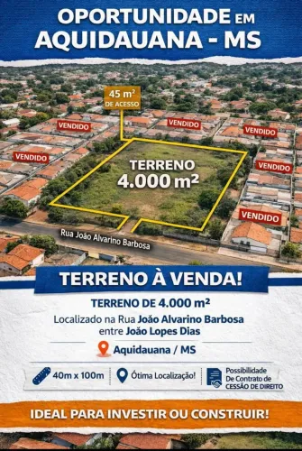 Terreno com 4.000 M² a venda em Aquidauana MS