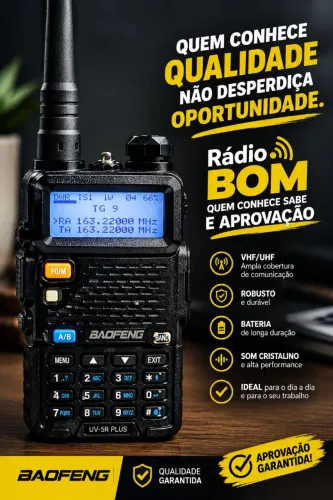 RÁDIO PORTÁTIL BAOFENG DM-5R VHF/UHF - DMR - DIGITAL OPEN GD77