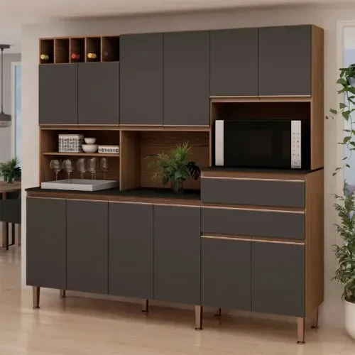 Armário de Cozinha Malbec Ébano/Grafite (PRODUTO EM OFERTA)*