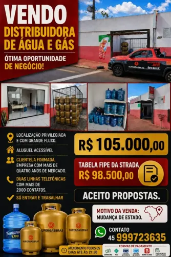 Vendo distribuidora de água e gás