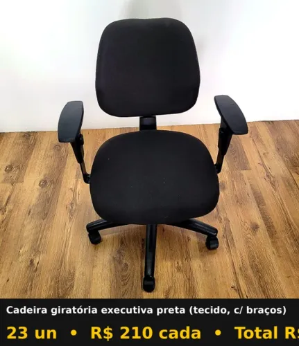 119 cadeiras giratórias executivas com braços - lote ou fração