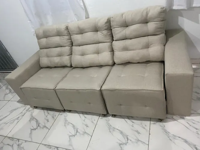 Sofá retrátil reclinável 3 lugares 3m em 10x de R$265 