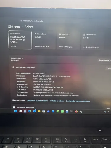 Notebook Lenovo ThinkPad T14 i5/16gb/240gb SSD