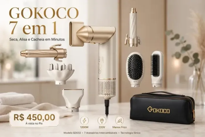 GOKOCO Escova Secador de Cabelo 220v 7 em 1