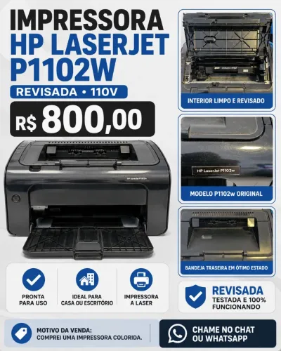 Impressora HP LaserJet P1102w - Revisada