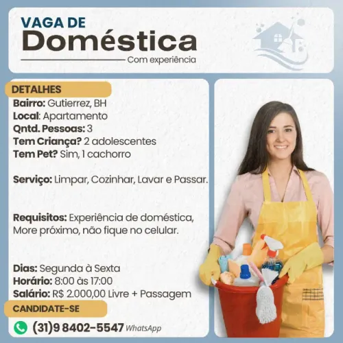 Vaga de Doméstica, Gutierrez - Belo Horizonte