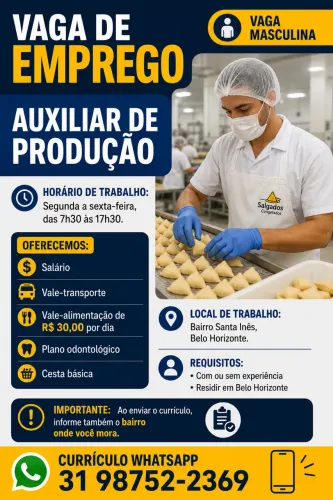 Auxiliar de produção VAGA MASCULINA 