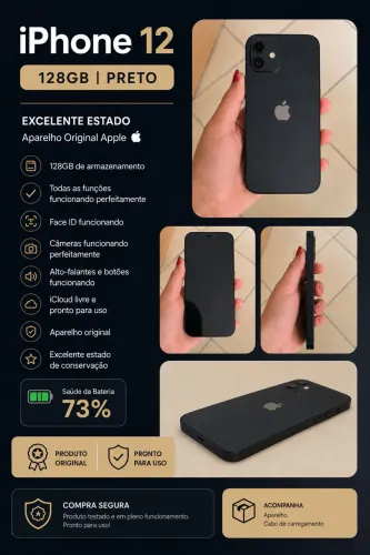 ? iPhone 12 Preto 128GB - Excelente Estado