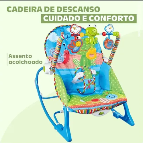 Cadeira Balanço Bebê Com Vibração - 2 Posições - Cor Azul