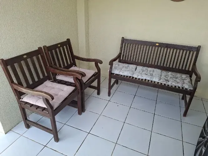 Conjunto de móveis rústico de madeira maciça