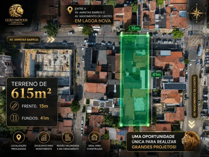 Oportunidade!! Terreno 615m² Entre Amintas Barros e Nascimento de Castro