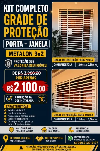 ? GRADE DE PROTEÇÃO PORTA + JANELA - METALON 3x2