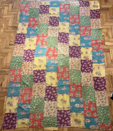 Colcha Indiana Solteiro Patchwork Feita a Mão
