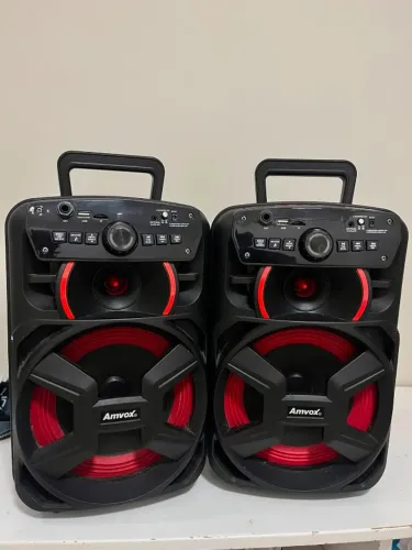 Caixa de Som Amvox Gigante II 220W RMS Bluetooth Rádio FM Preta 