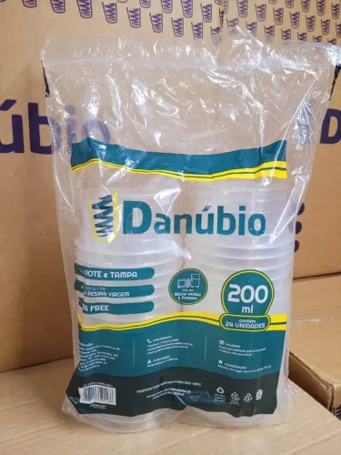Kit 24 Pote E Tampa 200ml - Microondas & Freezer - Danubio