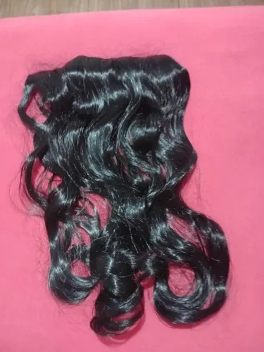 Aplique de cabelo ondulado preto