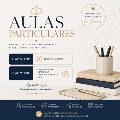 Aula de reforço particular com professora especialista