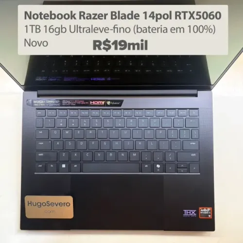 Razer Blade 14pol RTX5060 1tb 16gb modelo 2025 Em Avpaulista