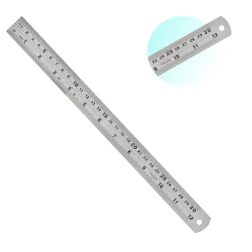 Régua de Aço Inox Metal Com Medidas Em Centímetros E Milímetros - 30 cm (NOVO)