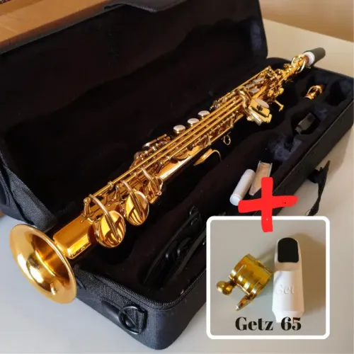 Saxofone Soprano Sib + boquilha Getz novo na caixa
