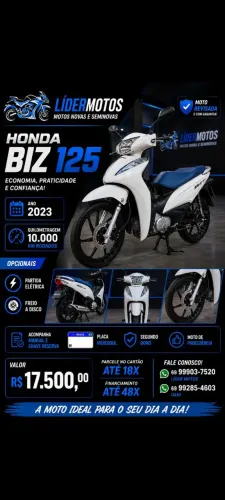 Biz EX 125 Injeção Eletrônica completa Branca e banco Azul