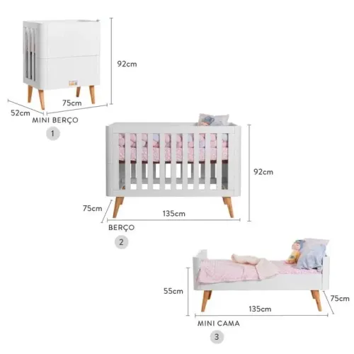 Berço Abracadabra 3x1 branco