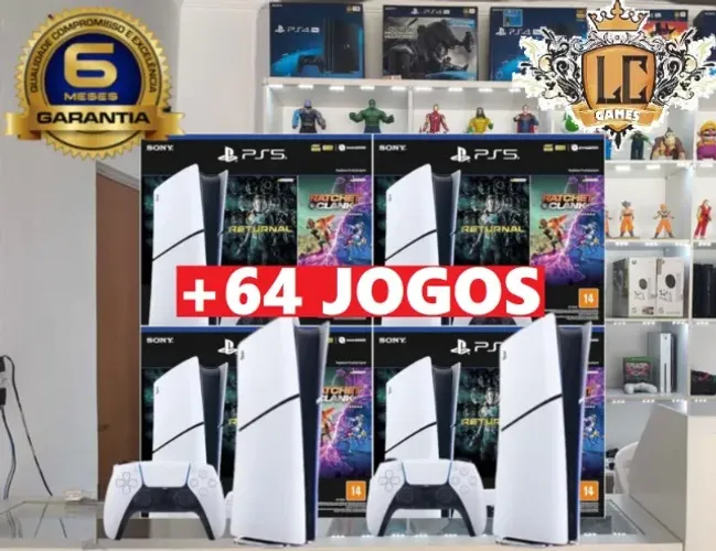 PS5 SLIM 1TB DIGITAL + 64 JOGOS + GARANTIA O6 MESES I LOJA FISICA BH