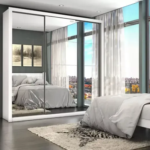 Guarda Roupa Todo Espelhado com 3 Portas de Correr Sart