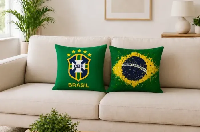 Almofada Seleção Copa Do Mundo Decorativa Kit 2 Pçs