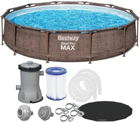 Piscina 6.473 Litros Deluxe Circular + Bomba 220V + Capa + Forro - BestWay