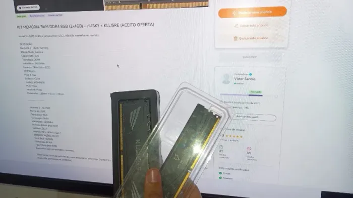 KIT MEMÓRIA RAM DDR4 8GB (2x4GB) - HUSKY + KLLISRE (ACEITO OFERTA | VENDO SEPARADO)