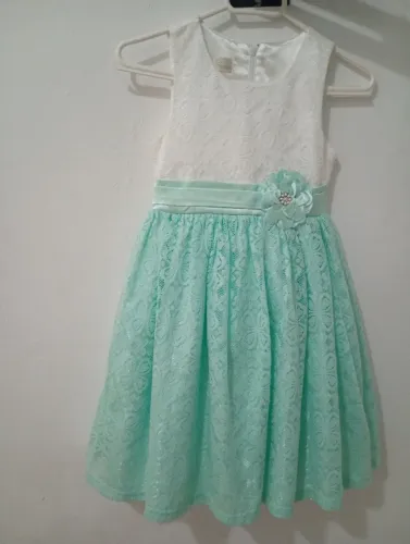 VESTIDO FESTA - BRANCO E VERDE 