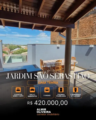 GA - Casa térrea - Jardim São Sebastião - 3 Dormitórios (1 suíte) - Gourmet -Sertãozinho/S