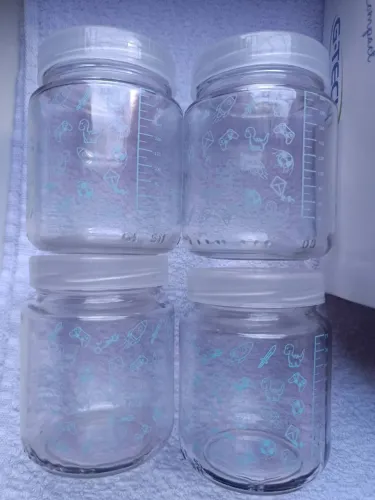 Potes de vidros 200 ml para armazenar leite novos