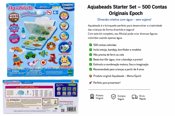 Aquabeads Starter Set Original Epoch - 500 Contas - Completo - Novo